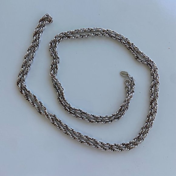 Vendome 1980's Silver Tone Rope Long  54" Necklace - Picture 4 of 4